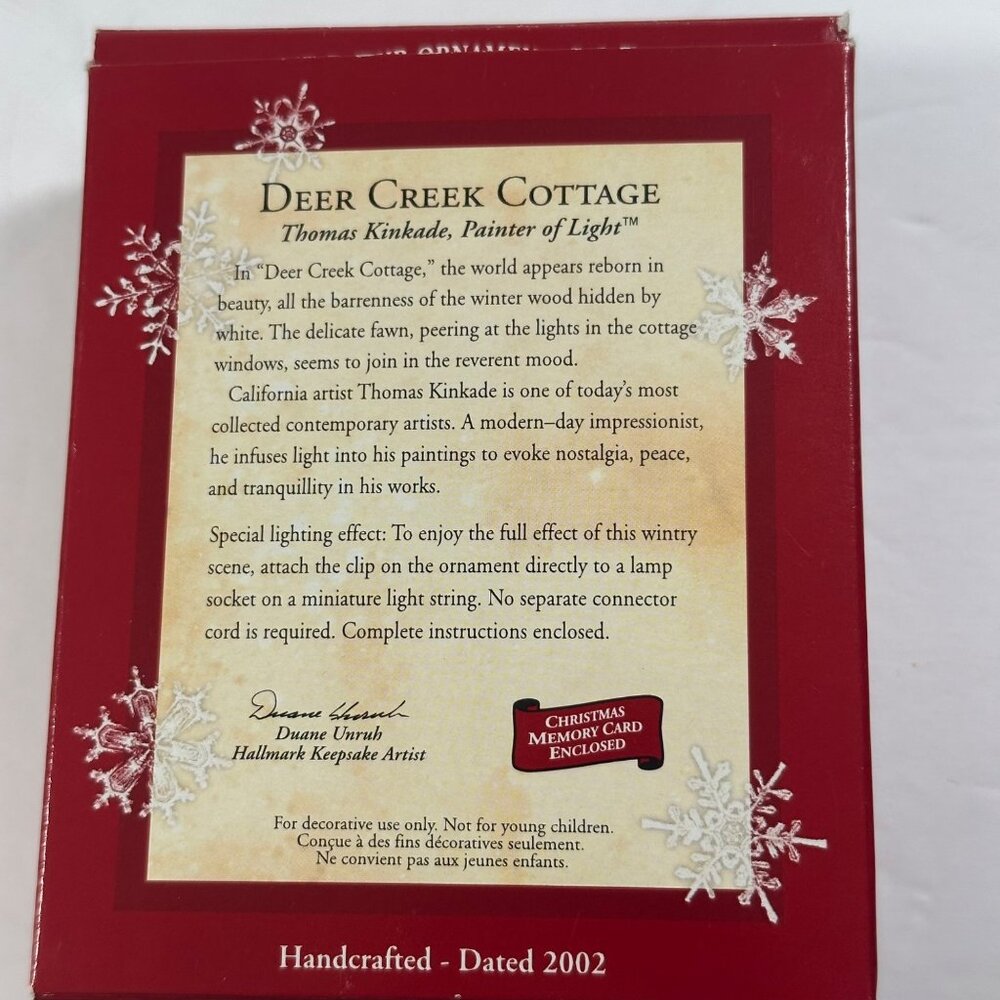 Vintage Hallmark Keepsake Ornament Thomas Kinkade Deer Creek Cottage Dated 2002 - Picture 7 of 9